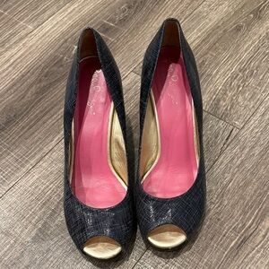 EUC Lilly Pulitzer Peep Toe Wedges